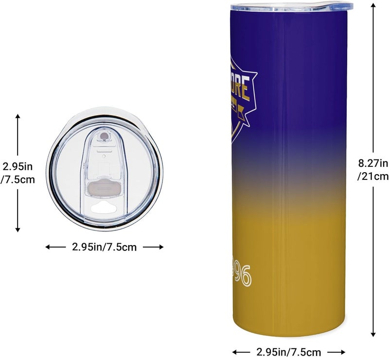 Suswoos Baltimore EST 1996 Tumblers 20oz Straight Skinny Car Cups Sports Travel Coffee Mug,Stainless Steel,Insulated,Classic Collection Gifts for Men Women Fans. - Image 1